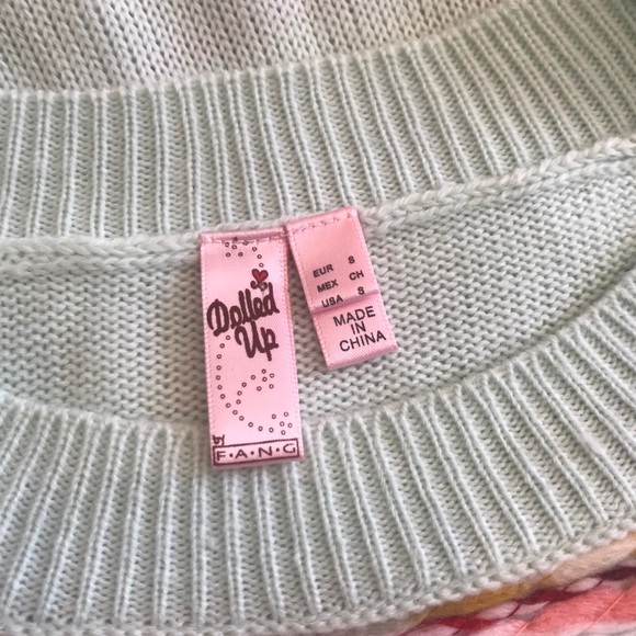 Boutique Rainbow Chunky Crochet Knit Boho Sweater - Picture 7 of 8